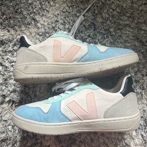 Veja Pastel Blue and Pink Sneakers